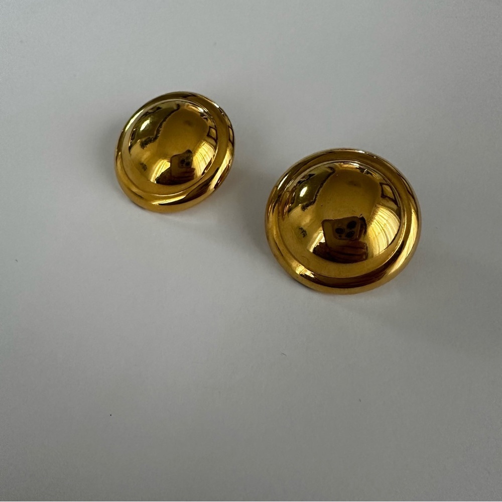 Vintage Monet Button Gold Tone Earrings